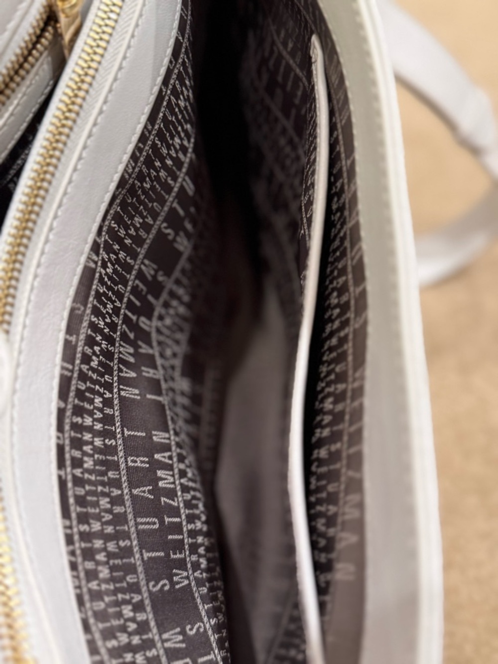 Stuart Weitzman White Woven Leather Crossbody Satchel - Picture 10 of 10